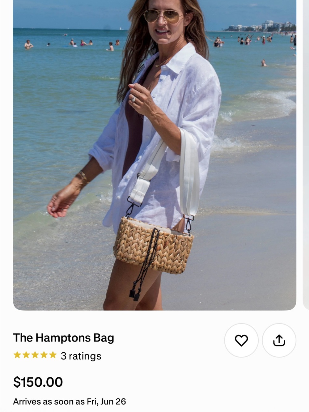 Woven Straw Crossbody Bag with White Strap